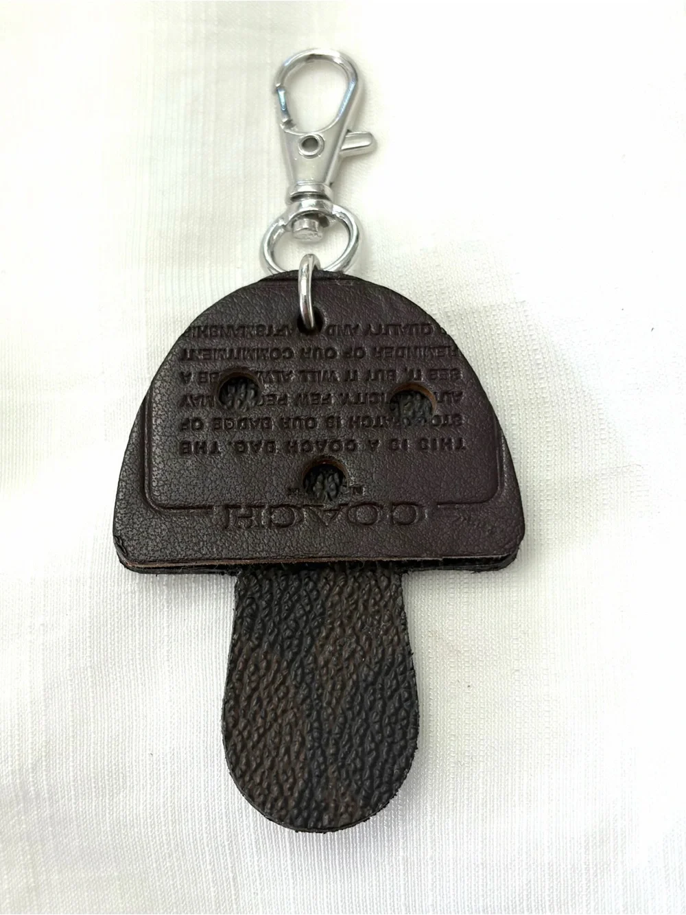 Upcycled COACH Leather Mushroom Key clip accessory